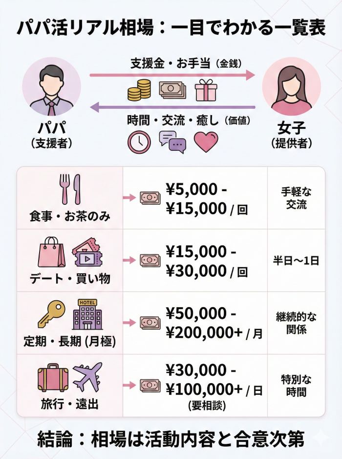 パパ活相場一覧表