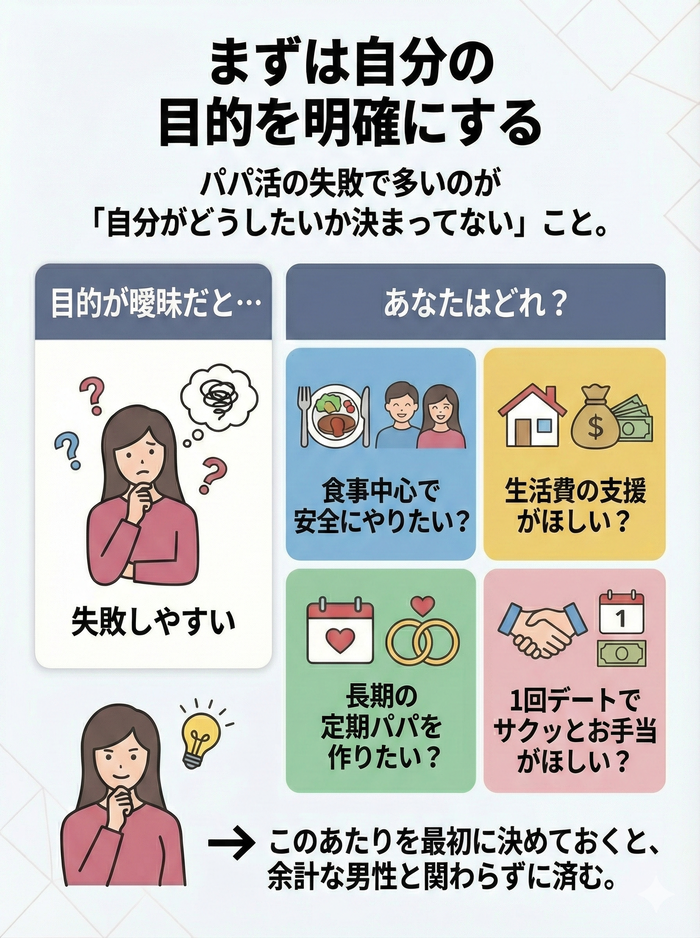 まずは自分のパパ活の目的を明確にする